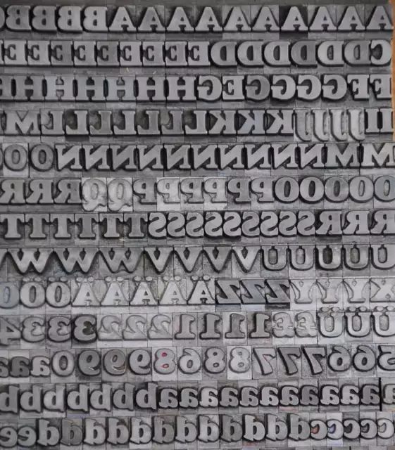 Bleischrift 8,5mm Bleisatz Buchdruck Handsatz Lettern Alphabet Letter Druck ABC