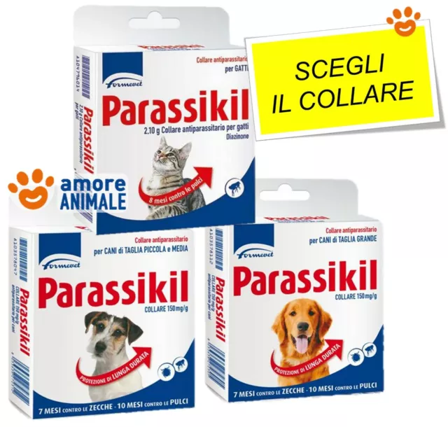 PARASSIKIL Collare Antiparassitario CANE taglia Media Piccola / Grande e GATTO