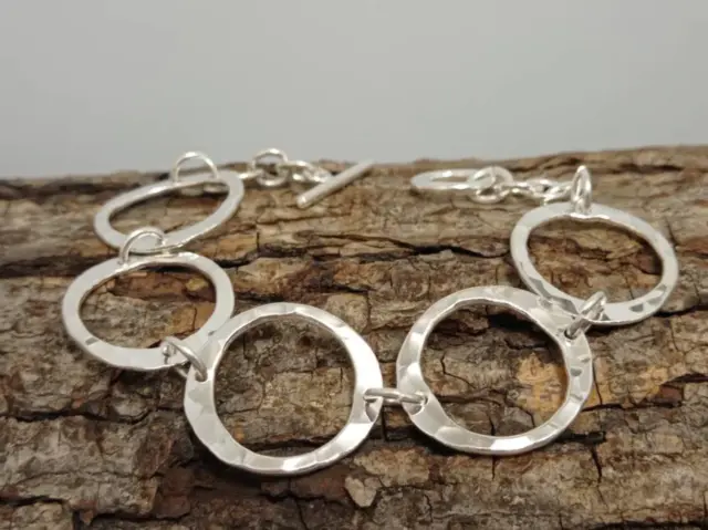 5 oval pieces bracelet,silver plated geometric mexican bracelet,oval link chain