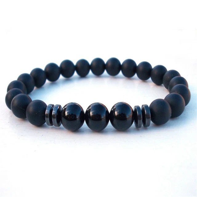 8mm Frosted Agate Gemstone Mala Bracelet 7.5inches Meditation Chakas cuff Reiki