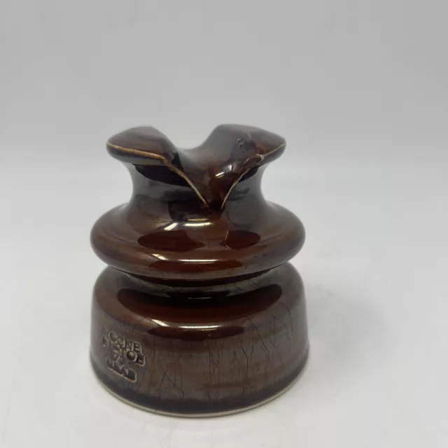 Vintage Rare Locke HI-Top 77 USA Porcelain Electrical Insulator Chocolate Brown 2