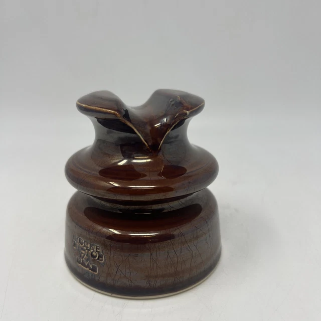 Vintage Rare Locke HI-Top 77 USA Porcelain Electrical Insulator Chocolate Brown 2