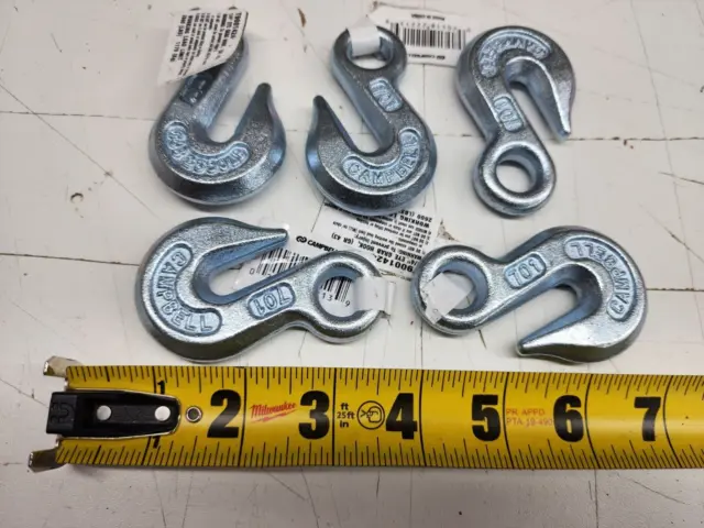 (5 pack) Campbell T9001424 1/4" Grade 43 Zinc Plated Forged Steel Eye Grab Hooks