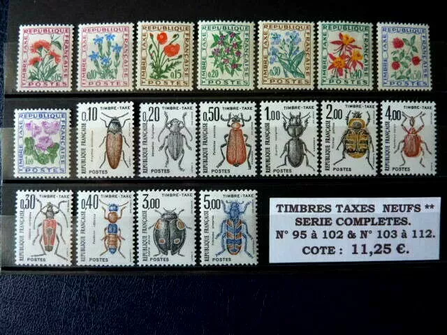 3 SERIES COMPLETES de Timbres TAXES NEUFS** LUXE - n° 95/102 103/108 & 109/112
