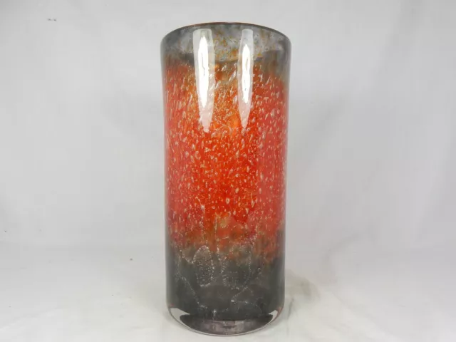 Schöne zylindrische KARL WIEDMANN 70´s design GRAL  Glas / glass vase 23 cm 3