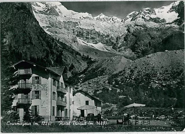 31730  CARTOLINA d'Epoca AOSTA provincia - COURMAYEUR: HOTEL PURTUD 1955