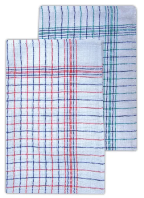 10 Premium Caterers Check 100% Cotton Tea Towel Heavy Dish Drying Cleaning Cloth