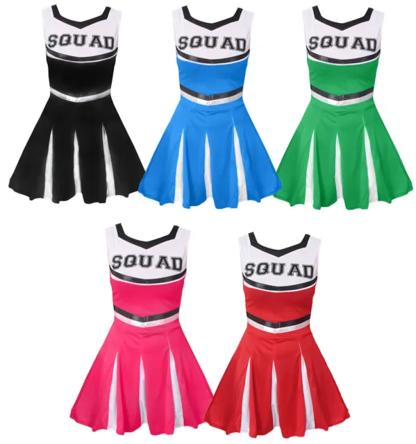 Kids Cheerleader Costume Cheer Leader Outfit Squad Fancy Dress Dance Show