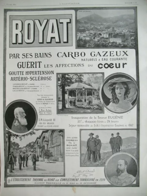 Publicite De Presse Royat Therme Bains Carbo Gazeux Ad 1914