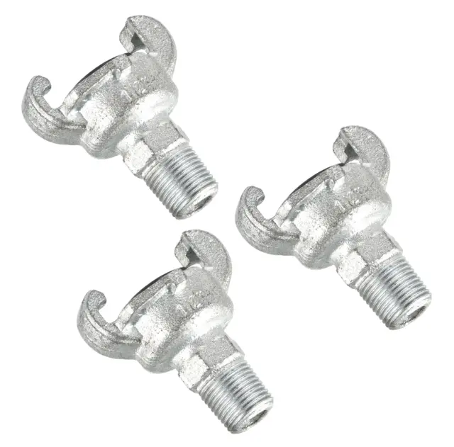 3Pcs Air Hose Coupling Fitting 1/2NPT Male Thread Claw Quick Connector Silver