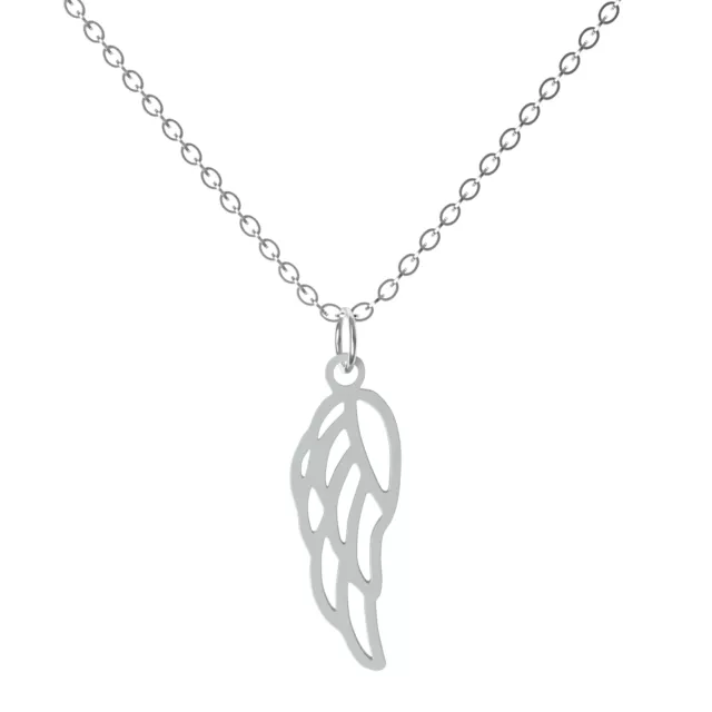 Damen Halskette mit Anhänger Engel Engelsflügel Edelstahl Kette Modekette Silber