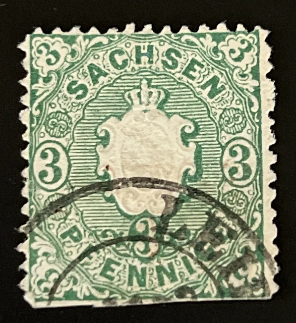 AD Sachsen, MiNr 14 c, gestempelt, M€ 900,—
