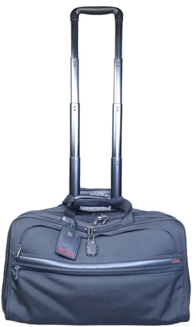 Tumi Alpha Black 2 Wheeled Ballistic Nylon Garment Travel Carry On Luggage Bag
