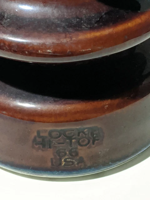 Vintage Locke Hi-Top 66 USA Porcelain Power Line Insulator Ceramic Brown 7