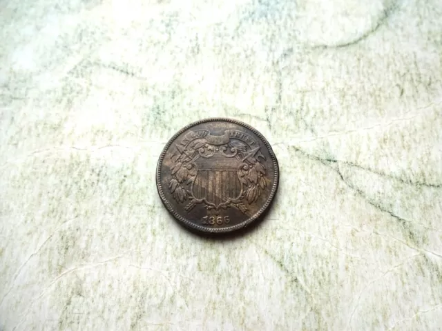 1866 two 2 cent piece coin in very fine condition