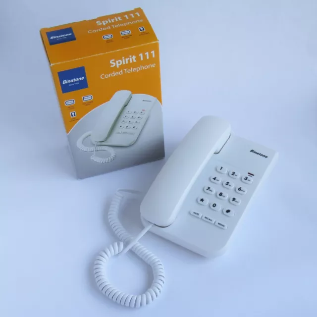 Binatone Spirit 111 Corded Push Button Telephone (Basic White Phone)