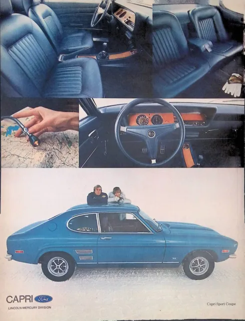 2 Vintage Print Ads 1971 Lincoln Mercury Red Blue 2 Door Capris Bucket Seats