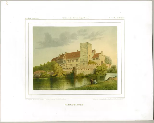 FLECHTINGEN - Wasserburg - Duncker - Farblithographie 1858 2