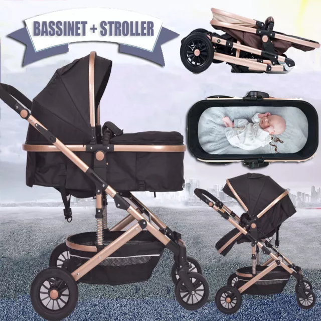 LUXURY🔥Baby Stroller 9 in 1 Foldable Carriage Infant Travel Pram Kids Pushchair