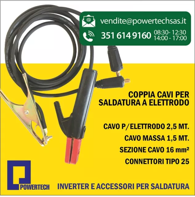 Coppia cavi per saldatura a elettrodo sezione 16 mmq