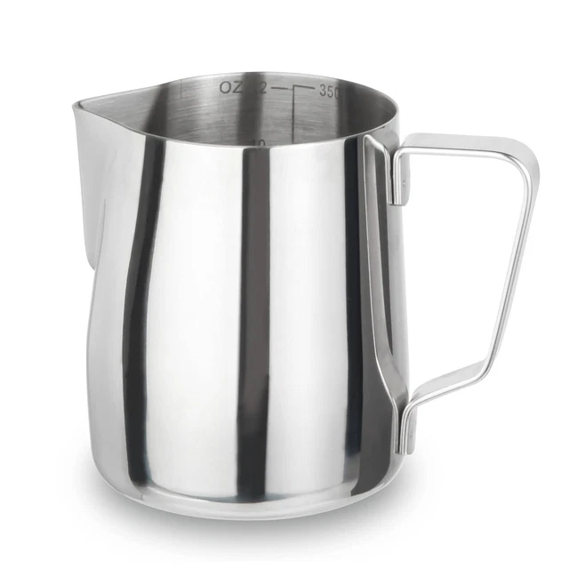 Milk Frothing Pitcher 12oz, Espresso Cappuccino Steaming Pitcher, Stainless S...