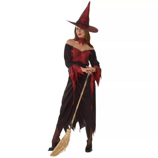 Ciao Strega Costume da Donna per Halloween Nero e Rosso Taglia Unica