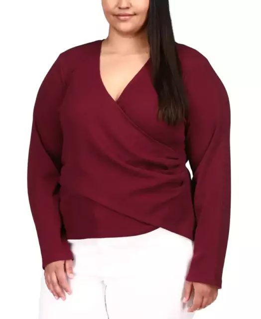 MICHAEL Michael Kors Plus Size Faux-Wrap Waffle-Knit Top 4D 578