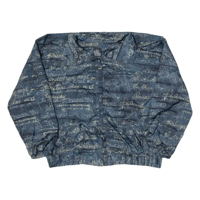 Vintage ACTIVE STUDIO Womens Shell Jacket Blue 90s Crazy Pattern XL
