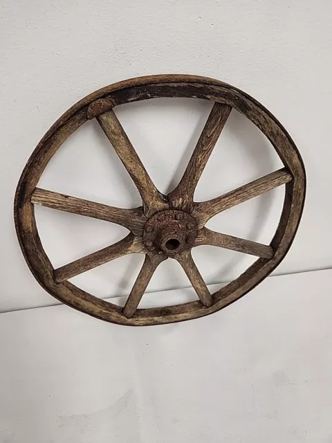 Vintage 11" Cart Wagon Wheel Wood/ Metal Primitive Rustic Decor