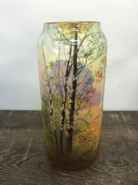 ANTIQUE Royal Doulton Vase - Hand Painted Artist Signed J Price - Birch Trees