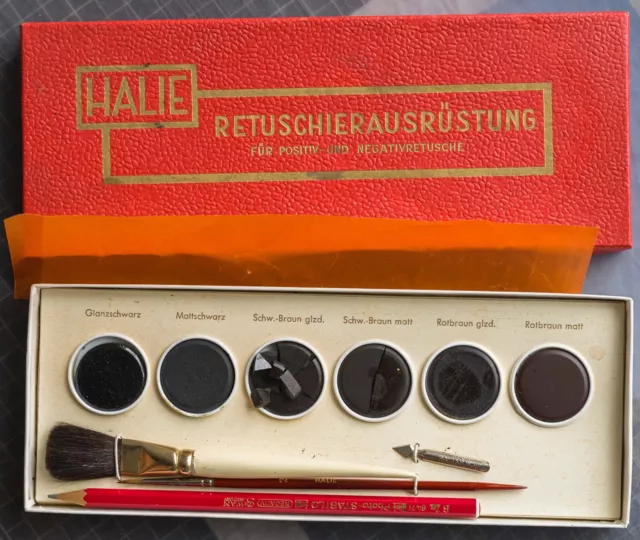 Halie Vintage Retuschierfarbenset für SW Negativ- und Positivretusche unbenutzt