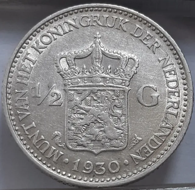 Netherlands 1/2 Gulden 1930 KM#160 Silver Queen Wilhelmina (3820)