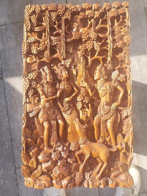 Wandschnitzerei Indonesien Gott Holzrelief ganesha