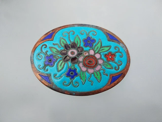 Broche papillon ancienne en filigrane en émail cloisonné, vermeil 800, métal doré - Montres & Bijoux