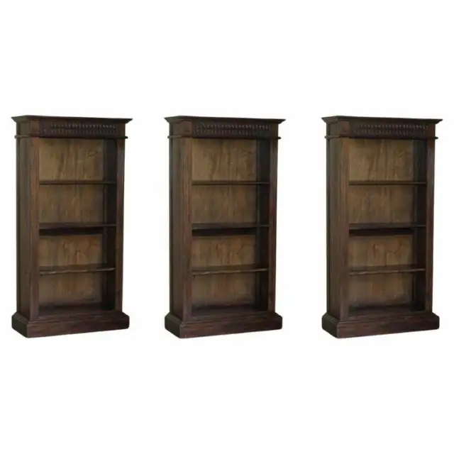 X3 Jacobean Revival Vintage Open Carved Library Bookcases With Nice Detailing