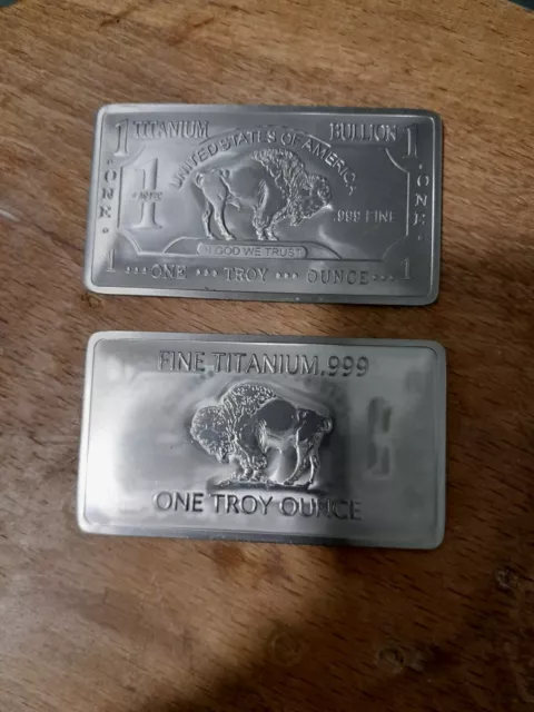 Titanium 1 Troy Ounce Fine Titan .999 Buffalo Bar