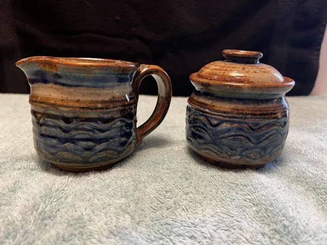 Vintage McCoy Pottery Brown Drip Glaze Sugar Bowl and Creamer Set #7020 USA