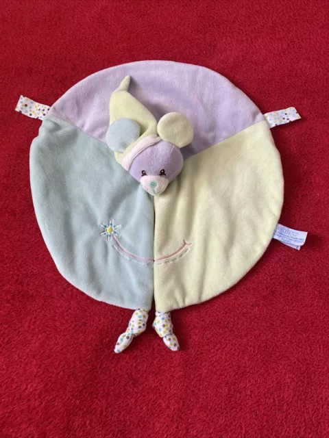 🇫🇷 Doudou Rond Plat Souris Bleue Verte Parme Violet Fleur Gipsy Neuf