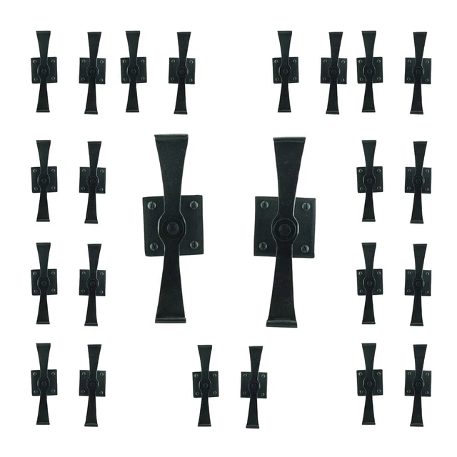 Pair Shutter Dog Black Wrought Iron Propelier Wood | Renovator's Supply
