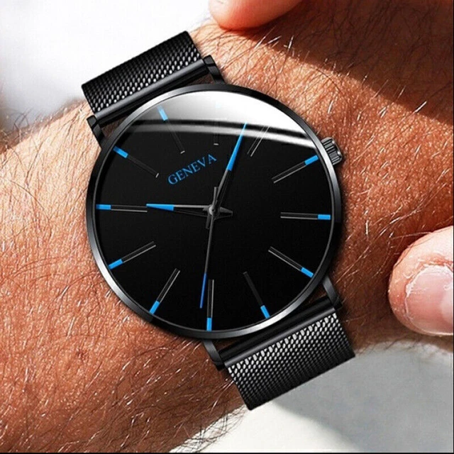 Stylish Simple Quartz Watch Ultra Thin Stainless Steel Mesh Strap Wristwatch