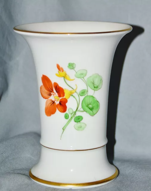 Florero Vaso Embudo Höchst, Flores, Pintado a Mano, 12,5 CM