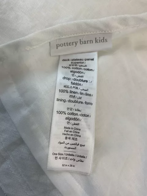 Pottery Barn Belgian Flax Linen Crib Skirt White layered 16” Drop