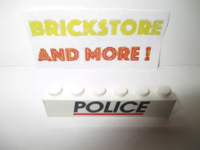 Lego - 1x Brick 1x6 Black 'POLICE' and Red Line Pattern 3009pb28