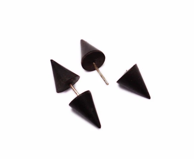 A Pair of Natural Black Wood Organic USA Dangler Ebony Wooden Earrings EAR35