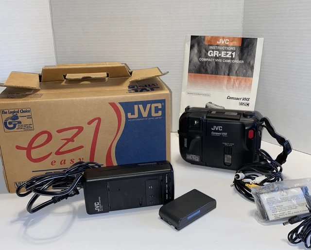 JVC GR-EZ1 Compact VHS Camcorder w/AC Power Charger Adapter Battery Manuel Box
