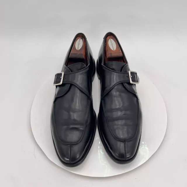 Allen Edmonds Thayer Men Size 11.5B Black Leather Single Monk Strap Dress Shoes