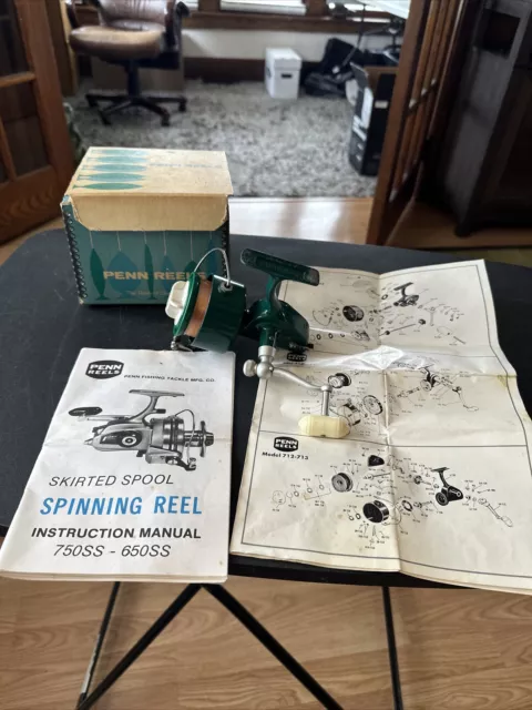 Vintage Penn 710 Spinfisher Greenie Spinning Reel Made in USA In Box With Papers