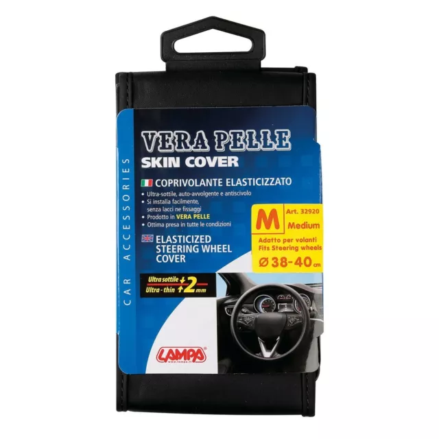 Coprivolante Per Auto In Vera Pelle Ultra Sottile Universale Antiscivolo Nero 2