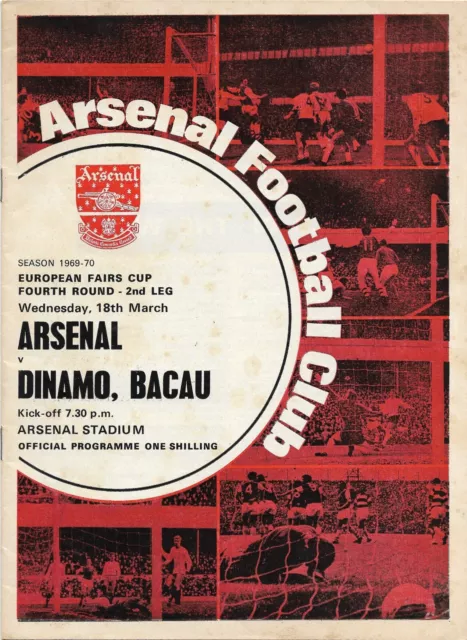 1969-1970 Arsenal v Dinamo Bacau European Fairs Cup Programme