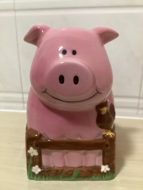 Asda Pink Ceramic PIG Utensil Jar - vintage